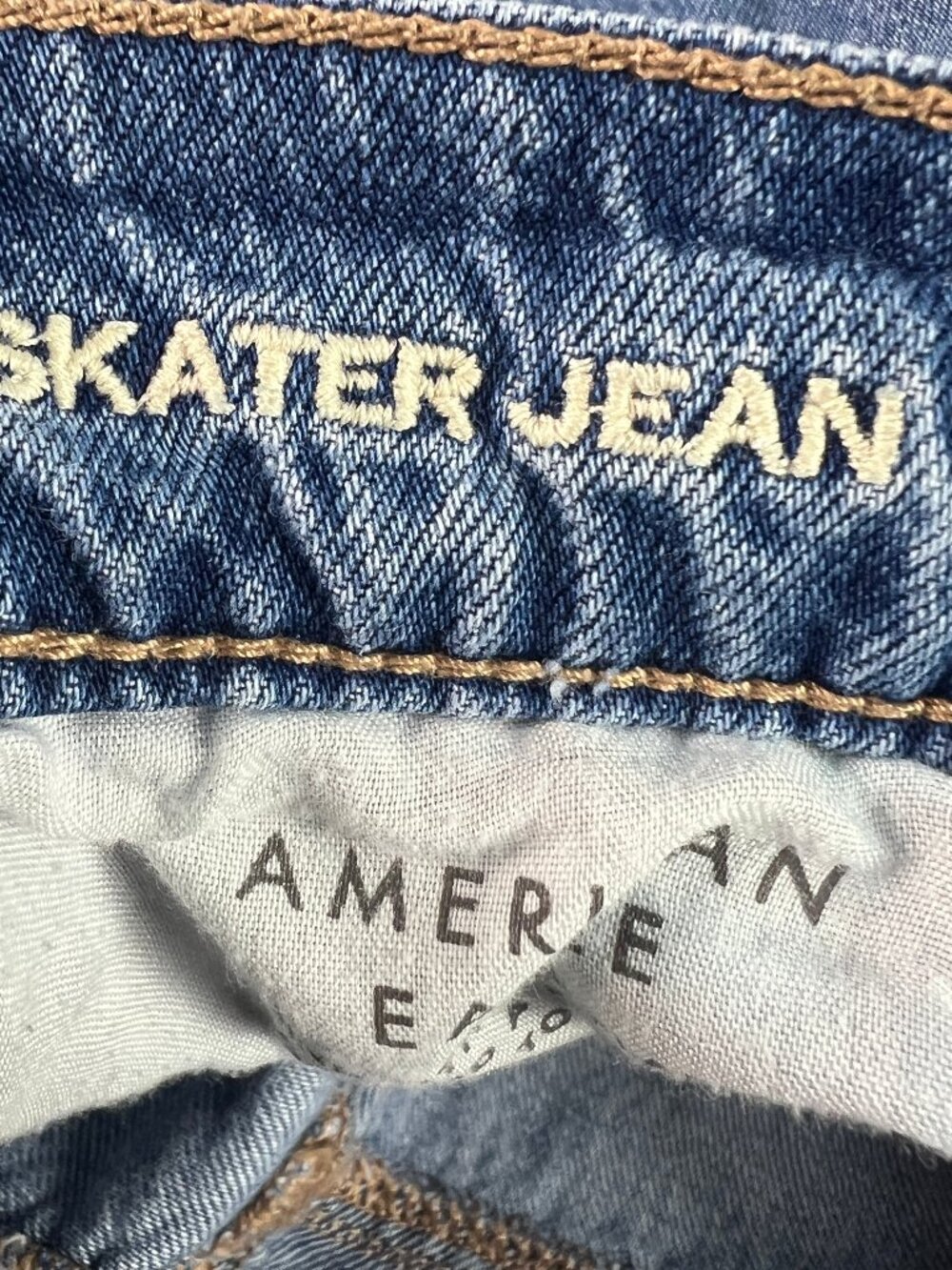 American Eagle Jeans Women's 28x27* Baggy Skater Blue Distressed Denim Tag 4S - Picture 8 of 16